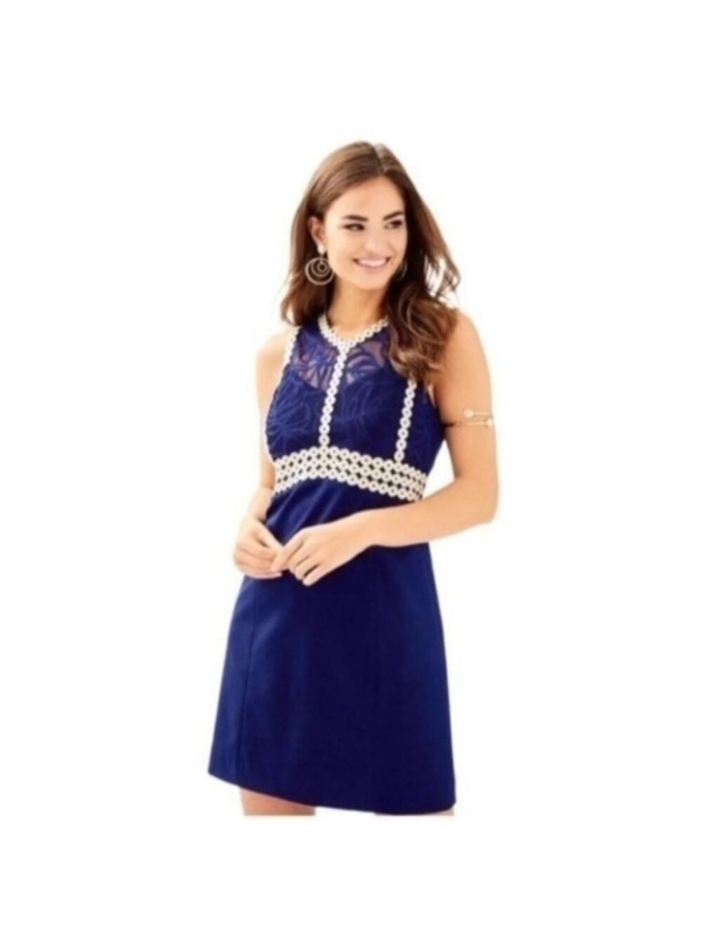 Lilly Pulitzer Leigh Stretch Shift Dress navy and gold size 6